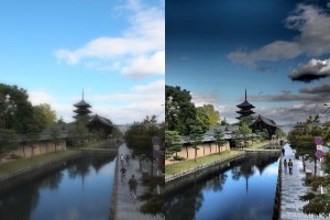 東寺　（左：ファンタジックフォーカス、右：ドラマチックトーン）